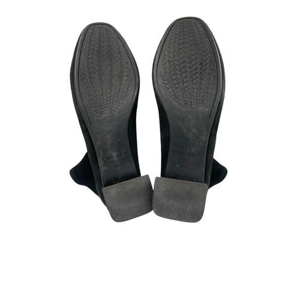 $270 COLE HAAN Laree Stretch Bootie BLACK SUEDE GOLD LOGO Size 7 - Picture 11 of 13